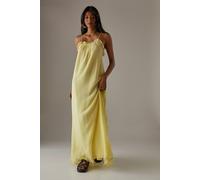 Warehouse Marble Dobby Chiffon Halter Ruffle Maxi Dress In Yellow yellow 8