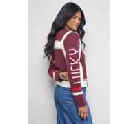 Warehouse Maroon Knitted Zip Detail Motor Cardigan maroon M
