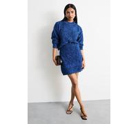 Warehouse Metallic Knitted Mini Skirt In Cobalt cobalt L