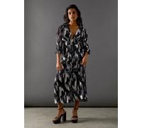 WAREHOUSE Metallic Paisley Jacquard Plunge Neck Button Through Midi Dress 10