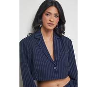 Warehouse Navy Pinstripe Cropped Blazer Co-Ord navy