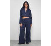 Navy Pinstripe Wide Leg Trouser Co-ord Warehouse Navy 10