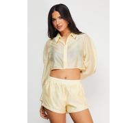 Warehouse Organza Boxy Zip Through Shirt In Yellow yellow 6