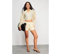 Warehouse Organza Shirred High Waist Shorts In Yellow yellow 6