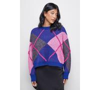 Warehouse Women's Oversized Argyle Jumper | Size: Large Warehouse Multicolor L
