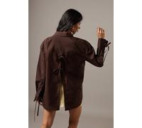 Warehouse Women's Oversized Bow Back Shirt in Chocolate | Size: 10 Warehouse Chocolate 10