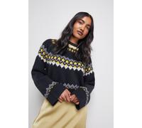 Warehouse Oversized Fairisle Jumper In Black black L