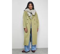 Warehouse Oversized Pleat Back Detail Maxi Coat In Green green 12