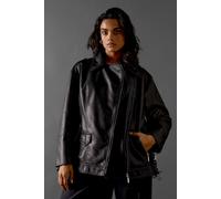 Warehouse Oversized Whipstitch Detail Leather Look Jacket In Black black 10