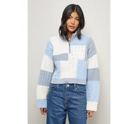 Warehouse Patchwork Crop Cable Jumper In Neutral neutral