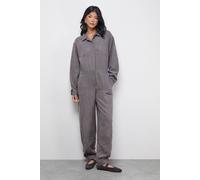 Warehouse Women's Peach Satin Utility Boilersuit Jumpsuit in Charcoal | Size: 16 Warehouse Charcoal 16