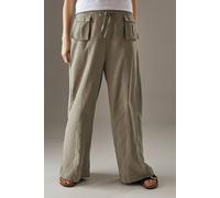 Warehouse Peach Satin Utility Pocket Wide Leg Trousers In Grey grey 16