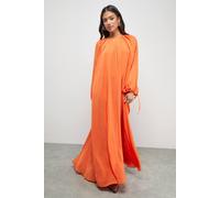 Warehouse Petite Chiffon High Neck Trapeze Maxi Dress In Orange orange 4