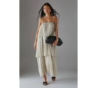 Warehouse Petite Chiffon Pleated Tier Strappy Midi Dress In Mono mono 4
