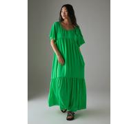 Warehouse Petite Chiffon Tier Smock Midi Dress In Green green 8