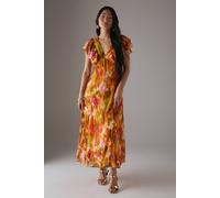 Warehouse Petite Floral Frill Tie Front Midi Tea Dress floral 8