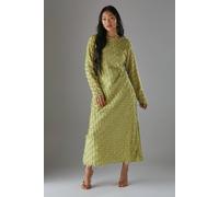 Warehouse Petite Fluffy Slash Neck Column Midi Dress In Apple Green apple green 6