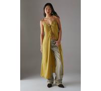 Warehouse Petite Metallic Embroidered Satin Maxi Cami Top In Olive olive 12
