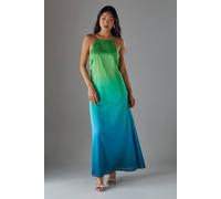 Warehouse Petite Ombre Strappy Satin Maxi Sundress In Blue blue 14