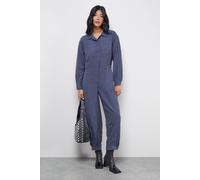 Warehouse Petite Peach Satin Utility Boilersuit Jumpsuit In Slate slate