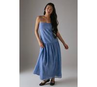 Warehouse Petite Rose Organza Strappy Tier Maxi Dress In Blue blue 14