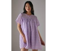 Warehouse Petite Ruffle Organza Babydoll Mini Smock Dress In Lilac lilac 12