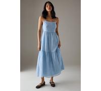 Warehouse Petite Spot Organza Strappy Smock Midi Dress In Blue blue 10