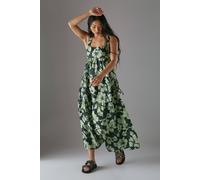 Warehouse Petite Square Neck Smock Midi Sundress In Lime lime 4