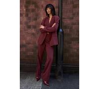 Warehouse Women's Pinstripe Turn Up Wide Leg Trouser co ord in Choc Brown | Size: 8 Warehouse Choc Brown 8