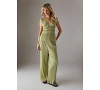 WAREHOUSE Plisse High Waisted Wide Leg Trouser 12