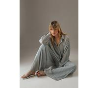 Warehouse Plisse High Waisted Wide Leg Trousers In Grey grey 10