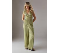 Warehouse Plisse Seam Detail Asymmetric Hem Top In Apple Green apple green 12