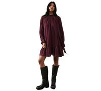 Premium Chiffon Tie Neck Moon Embellished Sequin Mini Smock Dress Warehouse Burgundy 10