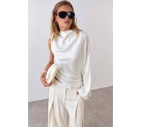 Warehouse Premium Draped Satin Cape Top In Cream cream