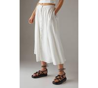 Warehouse Premium Linen Blend Drop Waist Button Through Maxi Skirt In White white 12