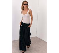 Warehouse Women's Premium Open Pleat Wide Leg Trouser in Black | Size: 10