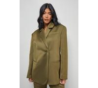 Warehouse Premium Satin Oversized Blazer Co-Ord In Olive olive