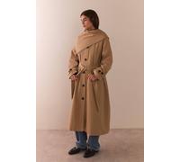 Warehouse Women's Premium Scarf Detail Trench Coat in Stone | Size: 6