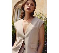 Warehouse Premium Tailored Boxy Waistcoat In Stone stone
