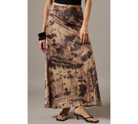 Warehouse Print Satin Bias Midi Skirt In Brown brown 8