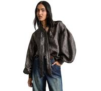 WAREHOUSE Printed Pussybow Tie Neck Blouson Sleeve Blouse, 8, Animal