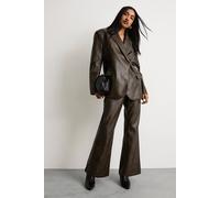 Warehouse Women's Pu Oversized Blazer Co-ord in Chocolate | Size: 8 Warehouse Chocolate 8