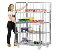 Warehouse Roll Pallet Cages, 4 Sided Jumbo Modular Stock Delivery Transport Trolley Cages on Wheels (No Shelf)