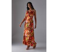 Warehouse Satin Crinkle Ruffle Maxi Sundress multi 10