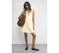 Warehouse Satin Jacquard Ruched Bust Tie Mini Slip Dress In Yellow yellow 12