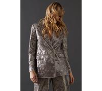 Warehouse Snake Print Sequin Blazer In Brown brown 6