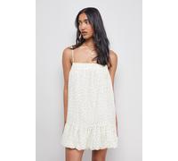 Warehouse Spot Organza Strappy Bubble Hem Mini Dress In Ivory ivory 12