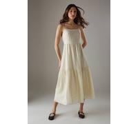 Warehouse Spot Organza Strappy Smock Midi Dress In Ivory ivory 14