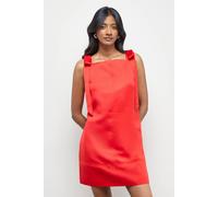 Warehouse Structured Satin Tie Shoulder Mini Dress red 6