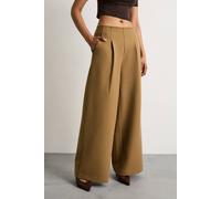 Warehouse Women's The Premium Wide Leg Tailored Trousers in Beige | Size: 12 Warehouse Beige 12